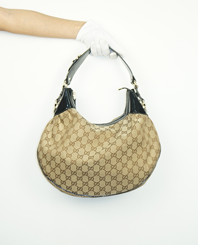 Full Moon Hobo, &pound;165, Handbags, Beige, Canvas, Front view